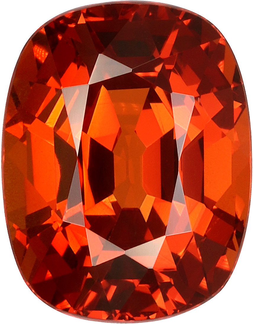 Unknown cut spessartite garnet, 10.44 by 8.1 mm, shown at actual size
