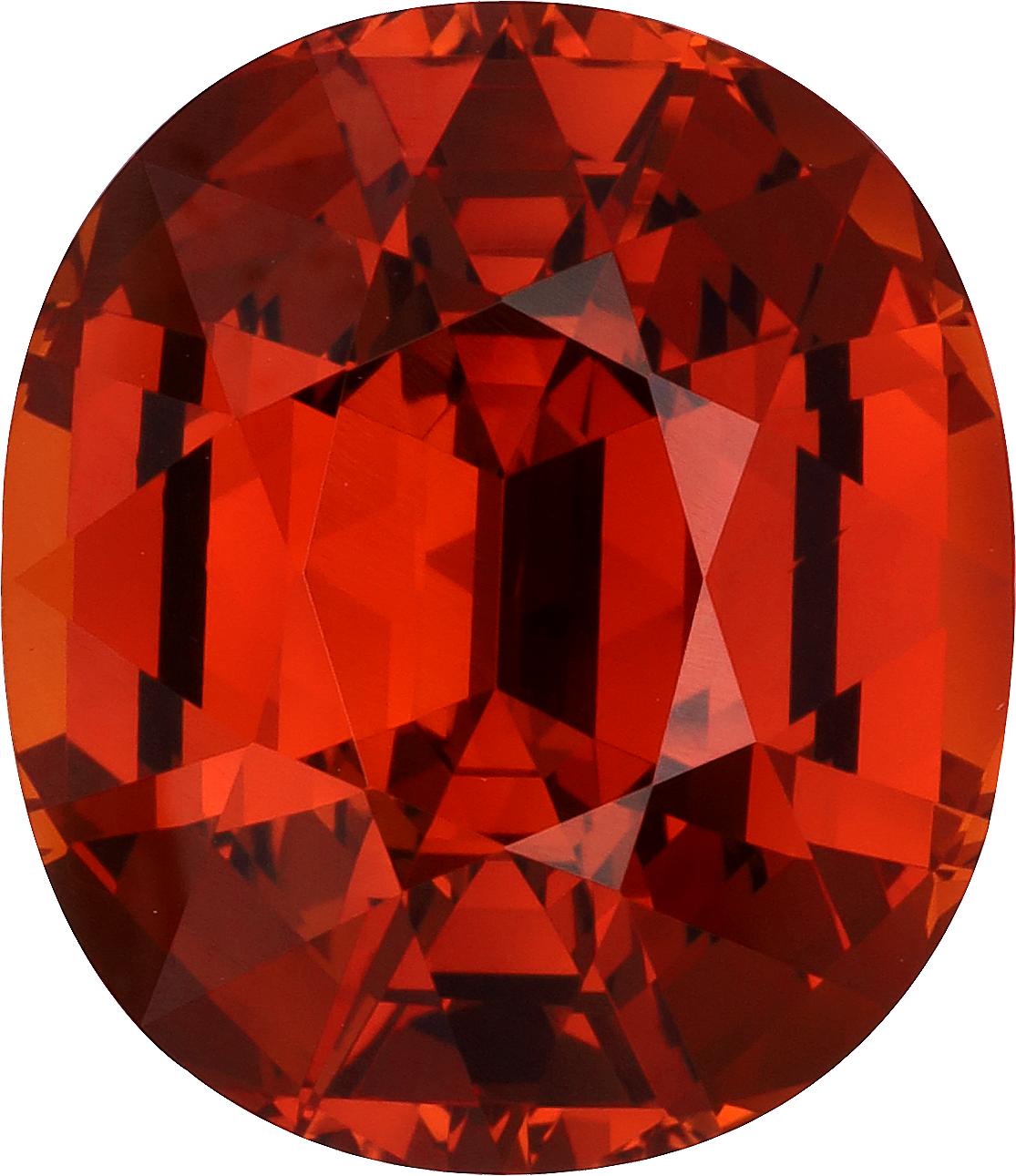 Oval cut spessartite garnet, 14.81 by 12.77 mm, shown at actual size