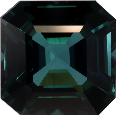 Square cut blue tourmaline, 12.09 by 12.05 mm, shown at actual size