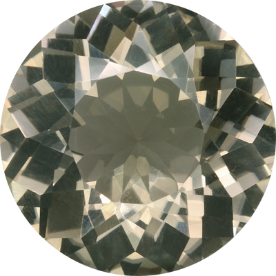 Round cut grey tourmaline, 14.2 by 14.13 mm, shown at actual size