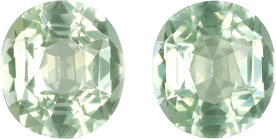 Oval cut green tourmaline, 11.12 by 10.07 mm, shown at actual size