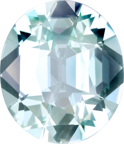 Oval cut green tourmaline, 15.21 by 13.13 mm, shown at actual size