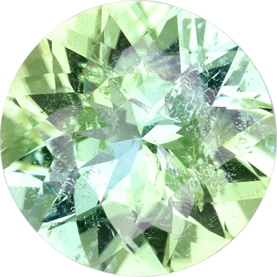 Round cut green tourmaline, 12.15 by 12.07 mm, shown at actual size