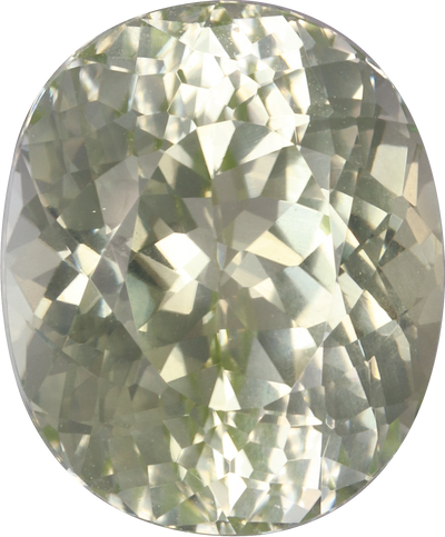 Oval cut green tourmaline, 13.17 by 10.87 mm, shown at actual size