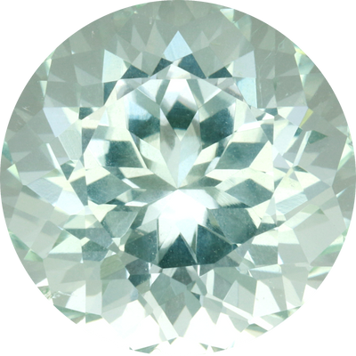 Round cut green tourmaline, 12.63 by 12.62 mm, shown at actual size