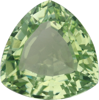 Trilliant cut green tourmaline, 8.84 by 8.83 mm, shown at actual size