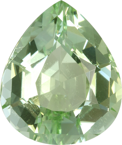 Pear cut green tourmaline, 18.65 by 15.7 mm, shown at actual size