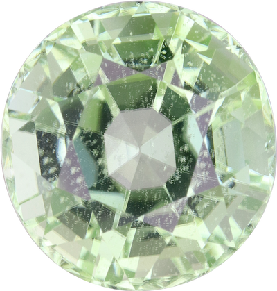 Oval cut green tourmaline, 11.47 by 10.93 mm, shown at actual size