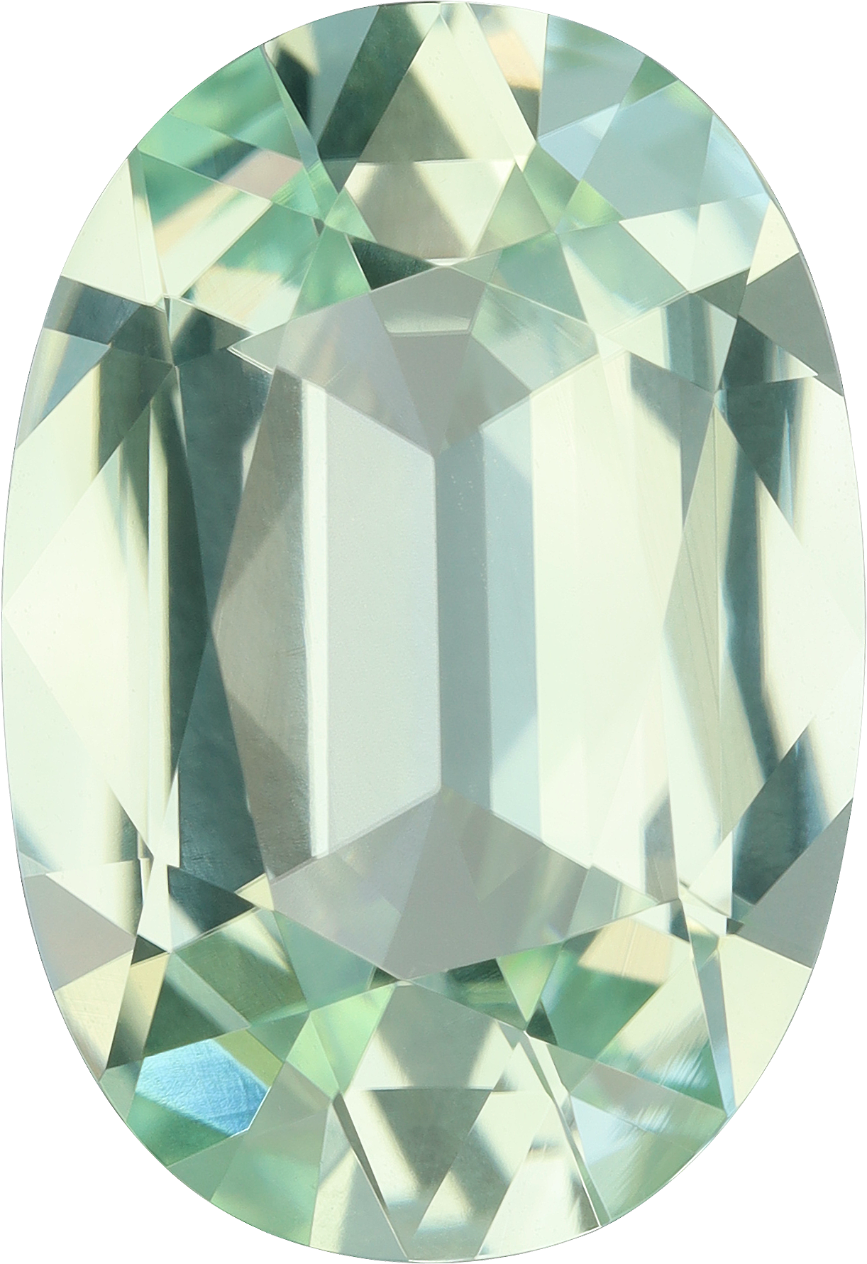 Oval cut green tourmaline, 16.15 by 11.08 mm, shown at actual size