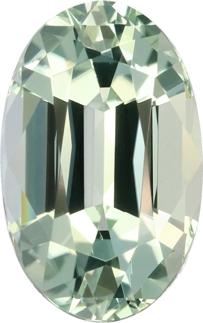 Oval cut green tourmaline, 13.2 by 8.39 mm, shown at actual size