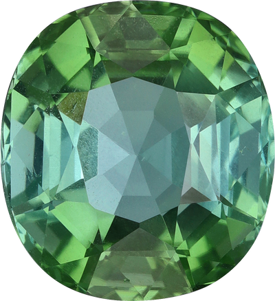 Oval cut green tourmaline, 11.1 by 10.13 mm, shown at actual size