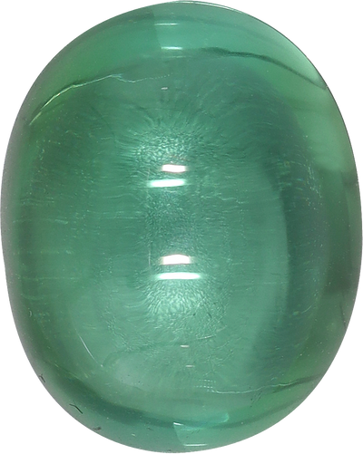 Oval cut green tourmaline, 15.57 by 12.42 mm, shown at actual size