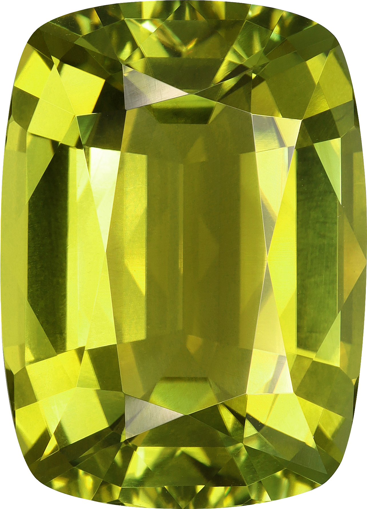 Cushion cut green tourmaline, 22.28 by 16.06 mm, shown at actual size