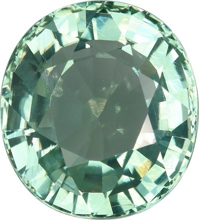 Unknown cut green tourmaline, 11.79 by 10.67 mm, shown at actual size