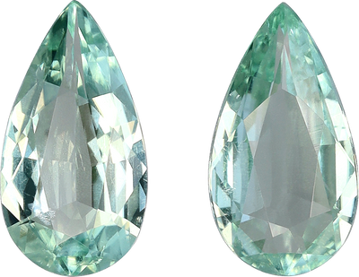 Pear cut green tourmaline, 9.3 by 4.97 mm, shown at actual size