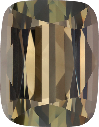 Rectangular cut brown tourmaline, 18.67 by 14.53 mm, shown at actual size