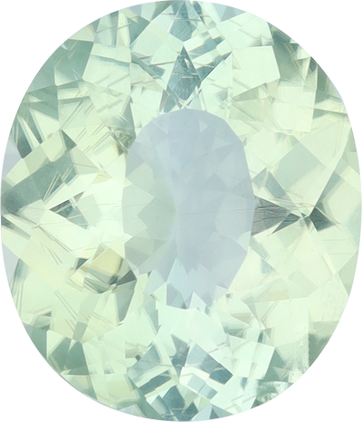 Oval cut green tourmaline, 14.58 by 12.49 mm, shown at actual size