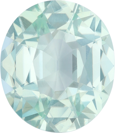 Oval cut green tourmaline, 15.2 by 13.11 mm, shown at actual size