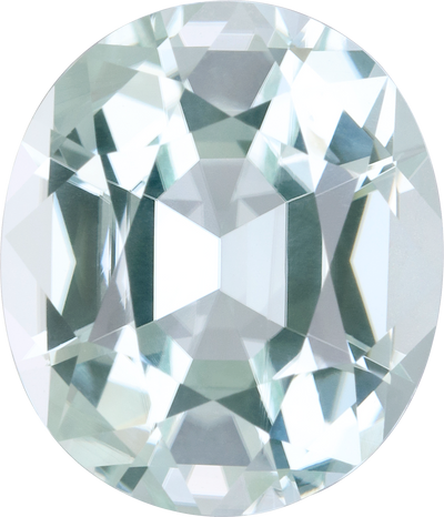 Oval cut green tourmaline, 14 by 12 mm, shown at actual size