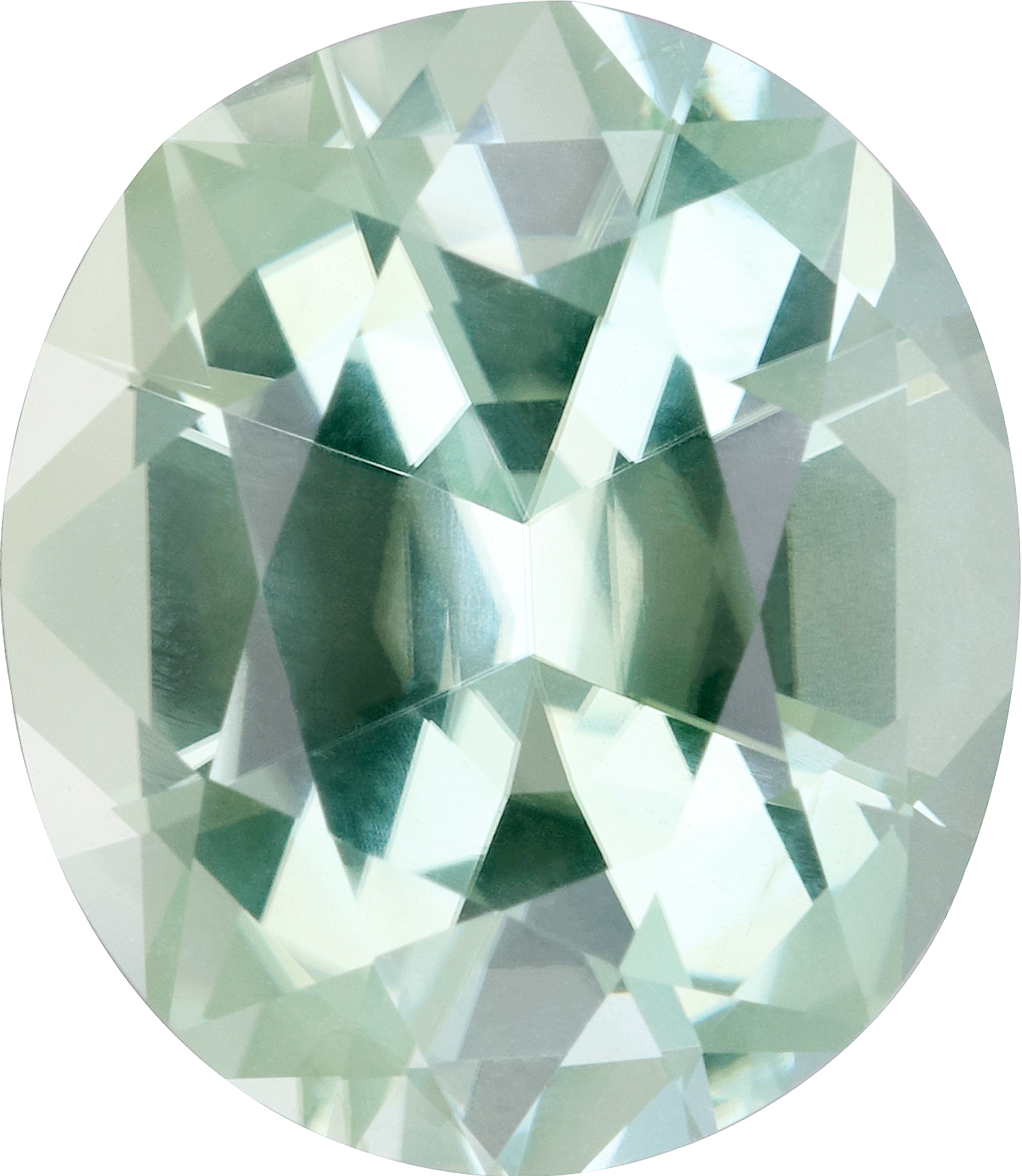 Oval cut green tourmaline, 13.67 by 11.84 mm, shown at actual size