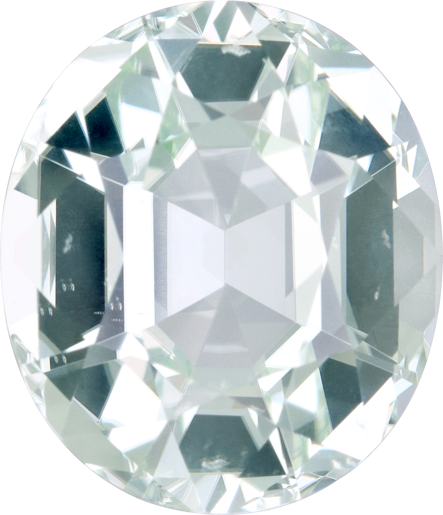 Oval cut green tourmaline, 13.88 by 11.99 mm, shown at actual size