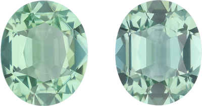 Oval cut green tourmaline, 11.2 by 9.19 mm, shown at actual size