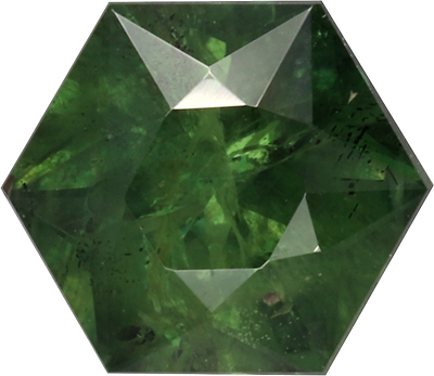 Fancy cut teal sapphire, 6.02 by 6 mm, shown at actual size