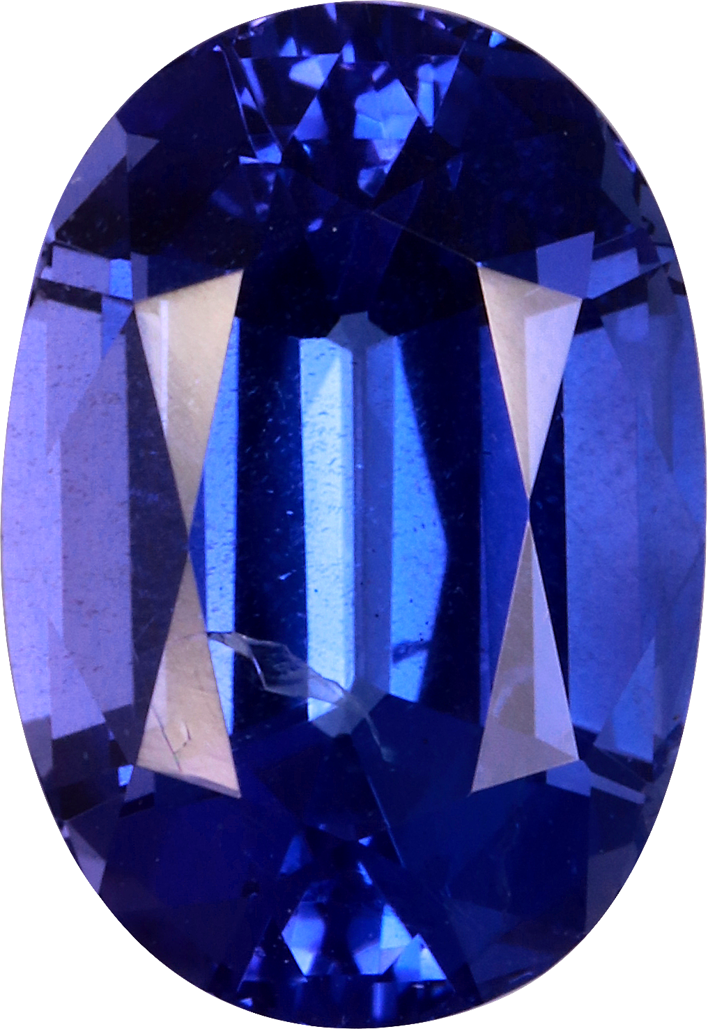 Oval cut tanzanite, 10.98 by 7.5 mm, shown at actual size
