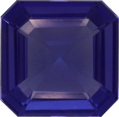 Square cut tanzanite, 9.04 by 8.9 mm, shown at actual size