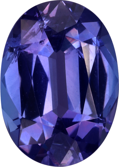 Oval cut tanzanite, 10.94 by 7.82 mm, shown at actual size