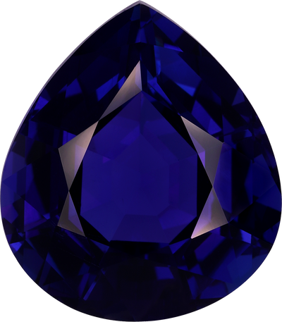 Pear cut tanzanite, 23.21 by 20.36 mm, shown at actual size