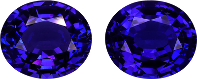 Oval cut tanzanite, 18.87 by 16.21 mm, shown at actual size
