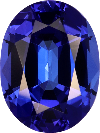 Oval cut tanzanite, 9.14 by 6.93 mm, shown at actual size