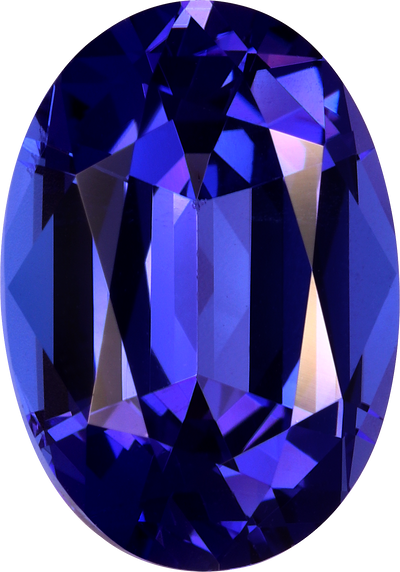 Oval cut tanzanite, 13.35 by 9.37 mm, shown at actual size