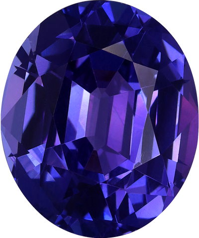 Oval cut tanzanite, 12.39 by 10.38 mm, shown at actual size