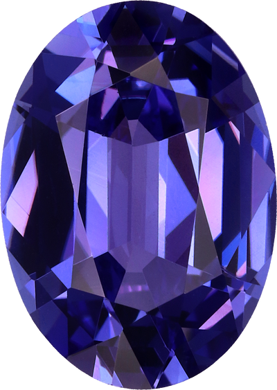 Oval cut tanzanite, 13.18 by 9.43 mm, shown at actual size