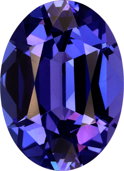Oval cut tanzanite, 11.87 by 8.7 mm, shown at actual size