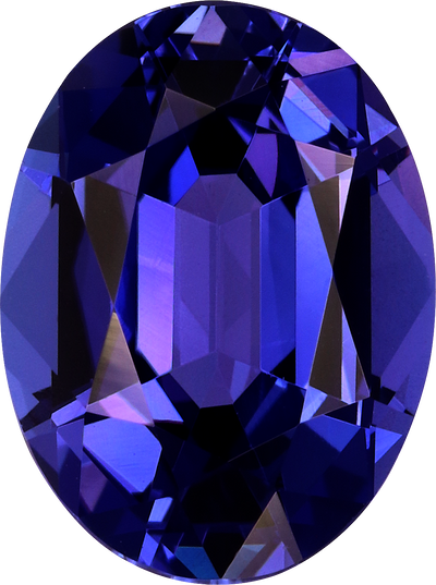 Oval cut tanzanite, 11.61 by 8.69 mm, shown at actual size