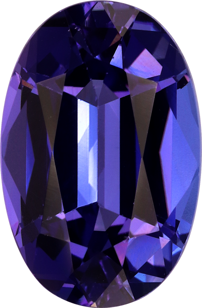 Oval cut tanzanite, 12.25 by 8.07 mm, shown at actual size