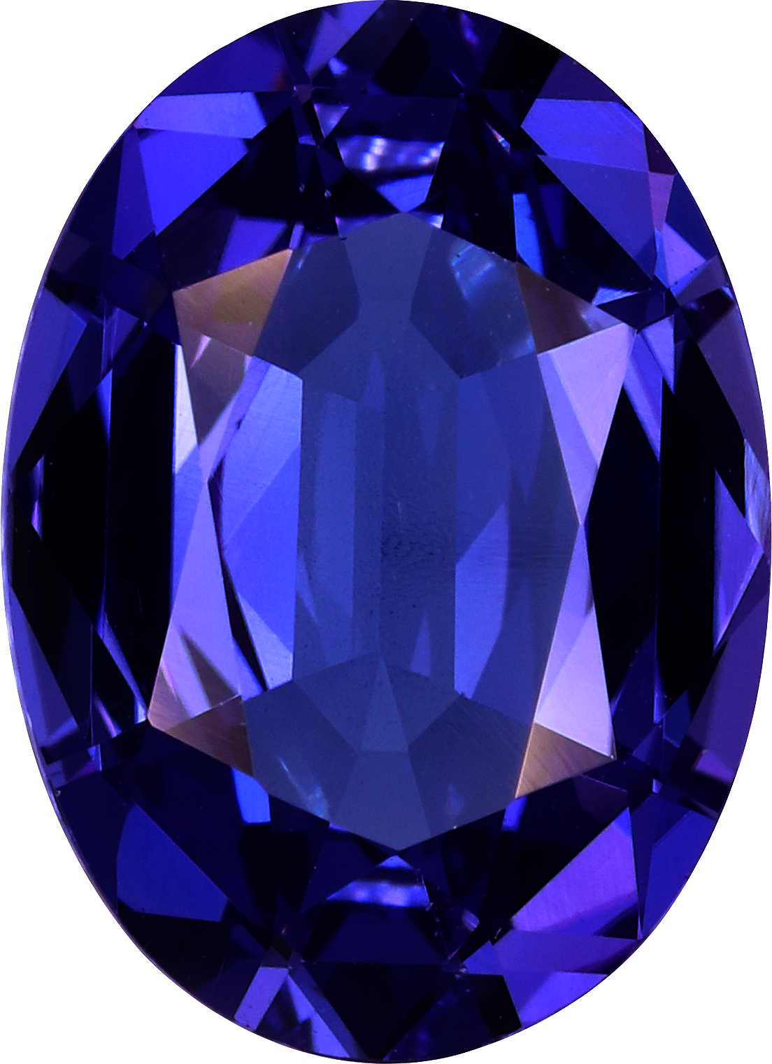 Oval cut tanzanite, 12.61 by 9.18 mm, shown at actual size