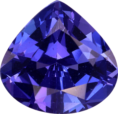 Pear cut tanzanite, 10.44 by 10.02 mm, shown at actual size