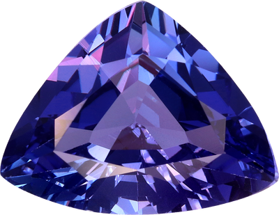 Trilliant cut tanzanite, 13.2 by 10.51 mm, shown at actual size