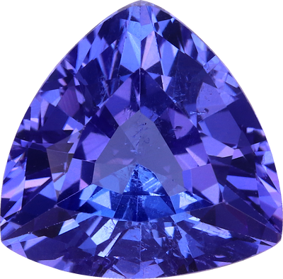 Trilliant cut tanzanite, 9.82 by 9.66 mm, shown at actual size