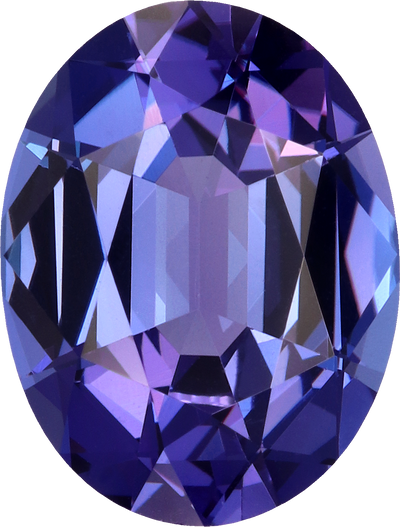Oval cut tanzanite, 11.84 by 9.09 mm, shown at actual size