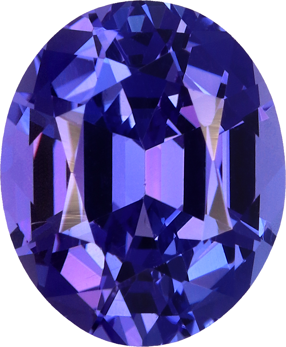 Oval cut tanzanite, 9.9 by 8.17 mm, shown at actual size