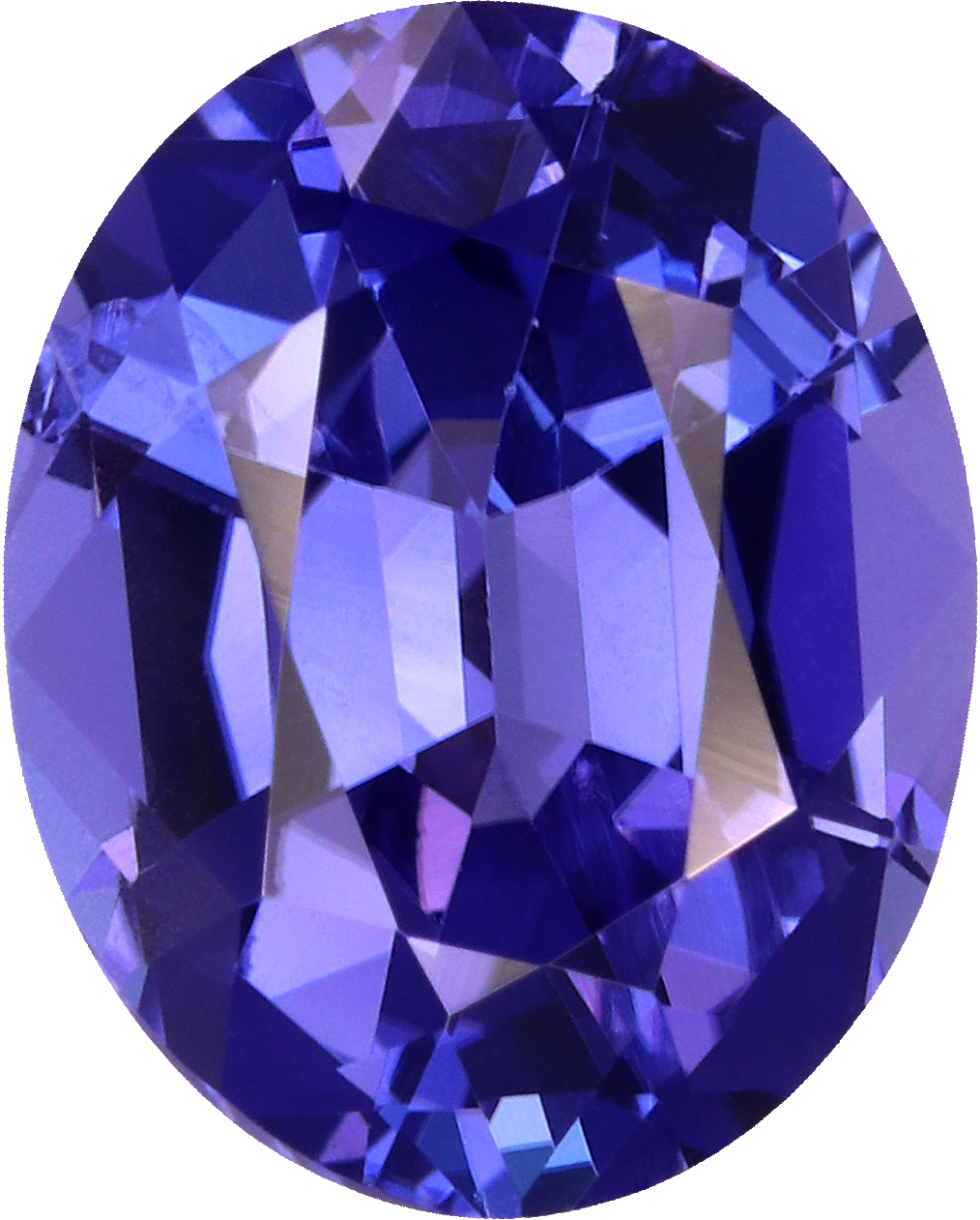 Oval cut tanzanite, 10.39 by 8.32 mm, shown at actual size