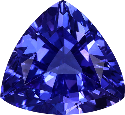 Trilliant cut tanzanite, 10.71 by 10.52 mm, shown at actual size