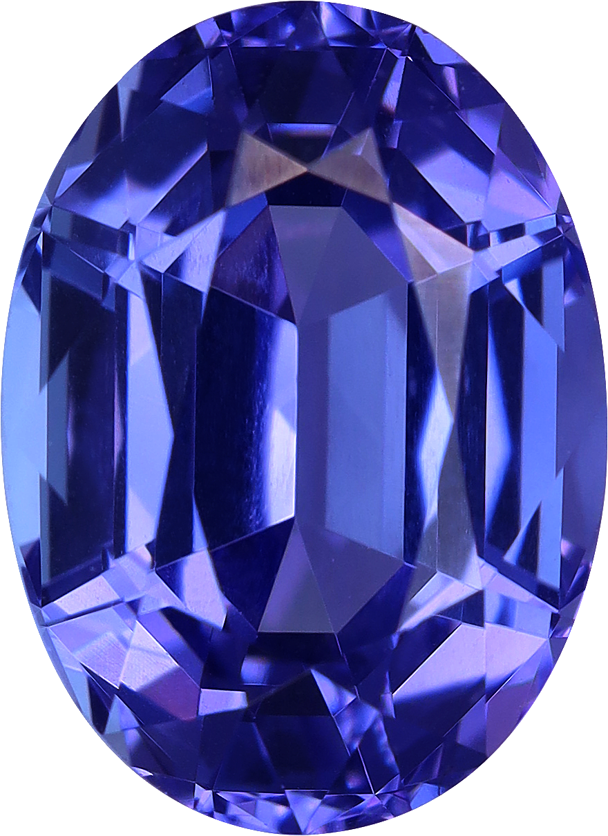 Oval cut tanzanite, 11.44 by 8.38 mm, shown at actual size
