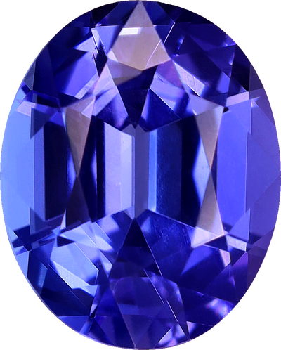 Oval cut tanzanite, 9.86 by 7.92 mm, shown at actual size