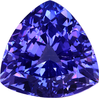 Trilliant cut tanzanite, 9.16 by 9.04 mm, shown at actual size